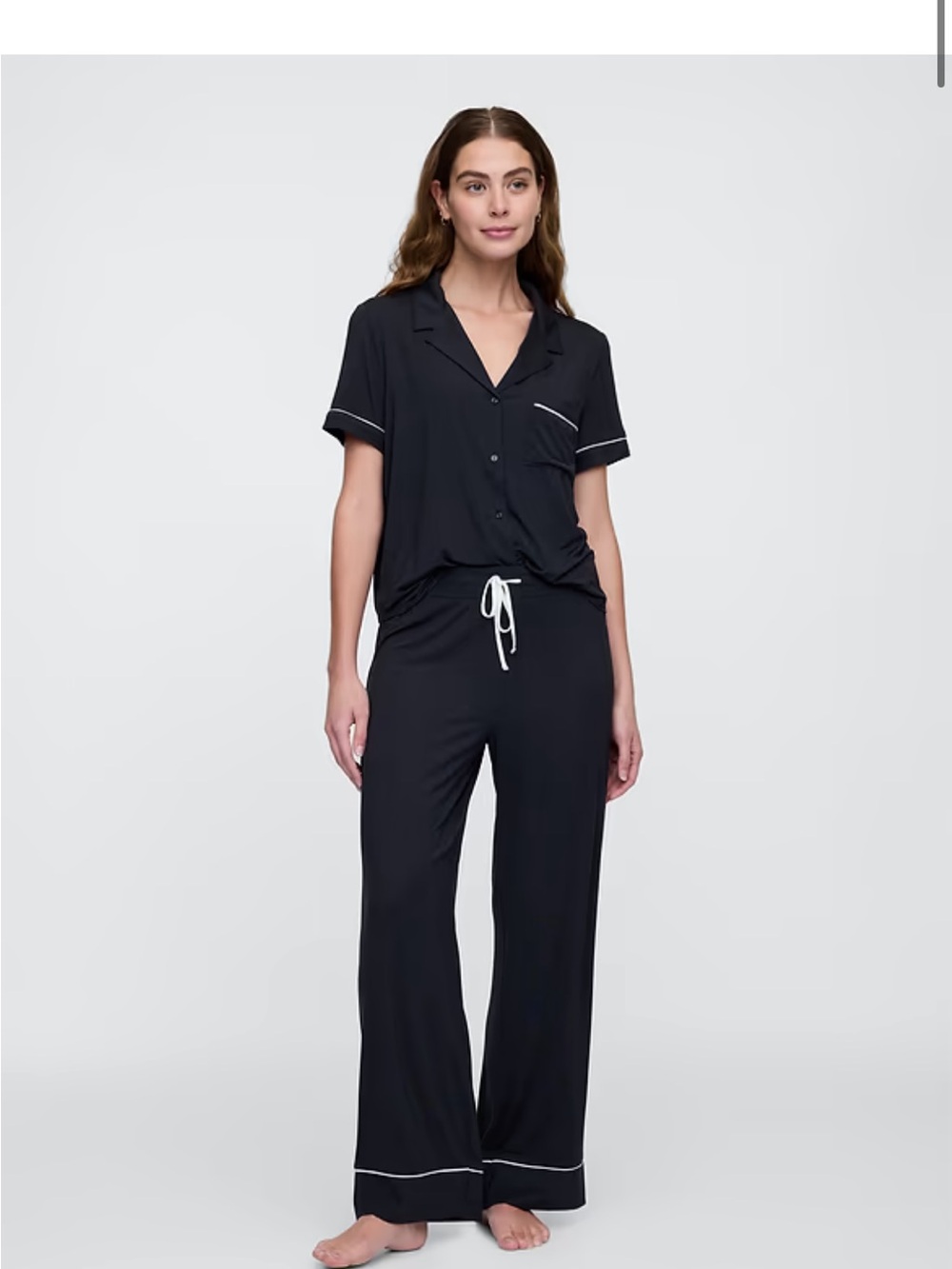 Gap Body Black Short-Sleeve & Pant Pajama Set Size Medium